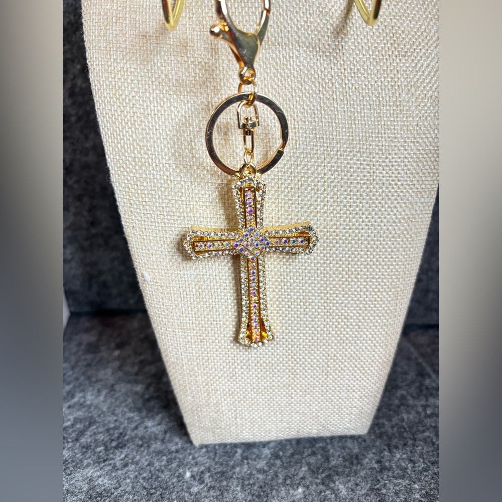 Cross with bling bag charm NWT